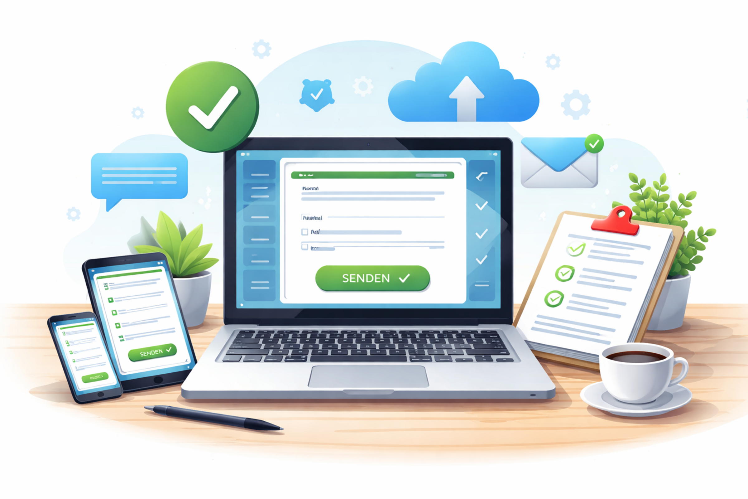 Digitale Endgeräte auf Schreibtisch